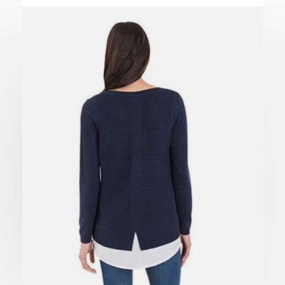 Hilary Radley Navy Blue Two-fer Sweater - Picture 4 of 6